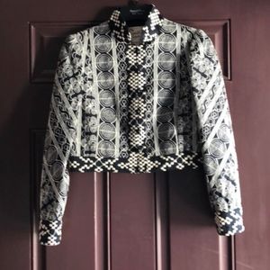 Nanette Lepore Black Embroidered Crop Jacket